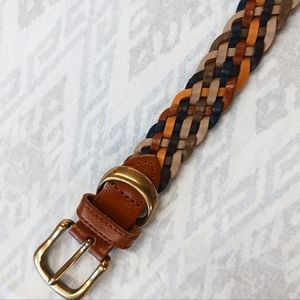 Vintage leather multi color woven belt size 34